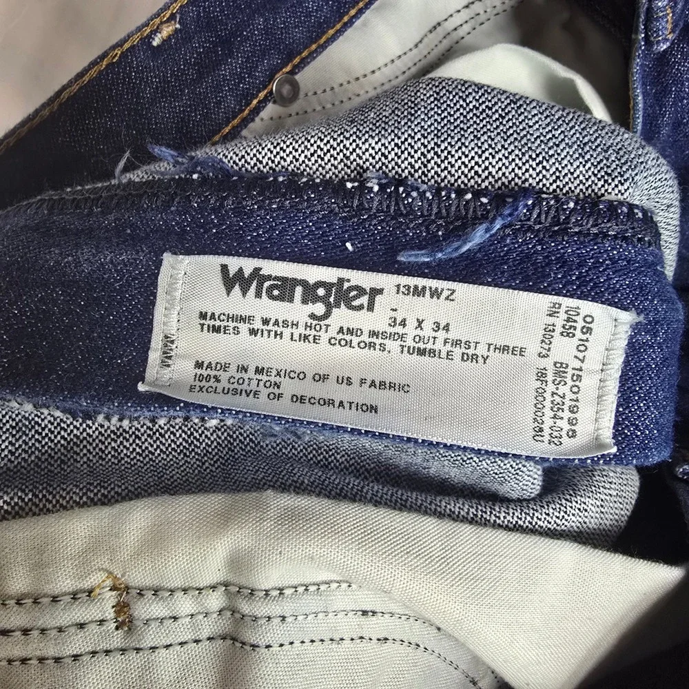 Wrangler 13MWZ Cowboy Cut Jeans Mens 34x34 Blue Cotton Western Workwear‎ Denim